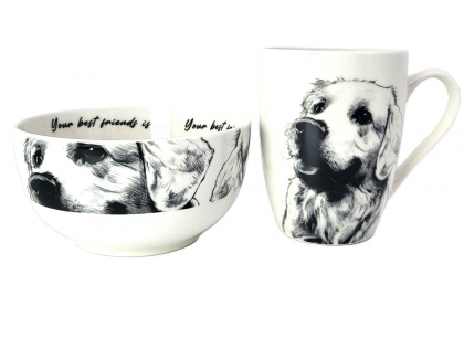 Zestaw kubek z miseczką Queen Isabell pies labrador miska