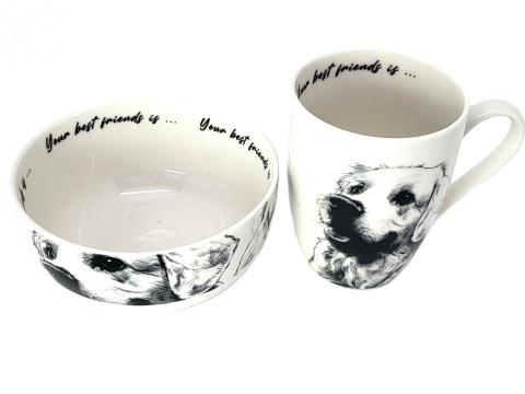 Zestaw kubek z miseczką Queen Isabell pies labrador miska