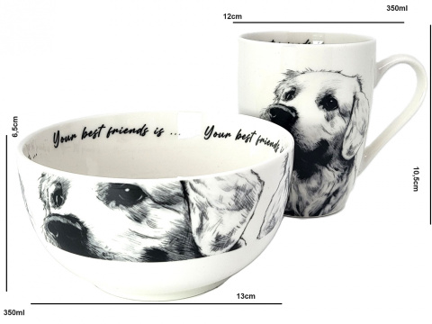 Zestaw kubek z miseczką Queen Isabell pies labrador miska