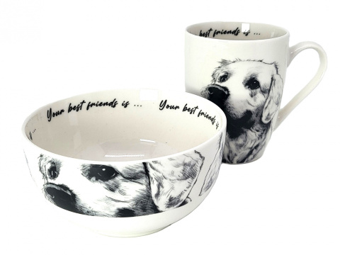 Zestaw kubek z miseczką Queen Isabell pies labrador miska
