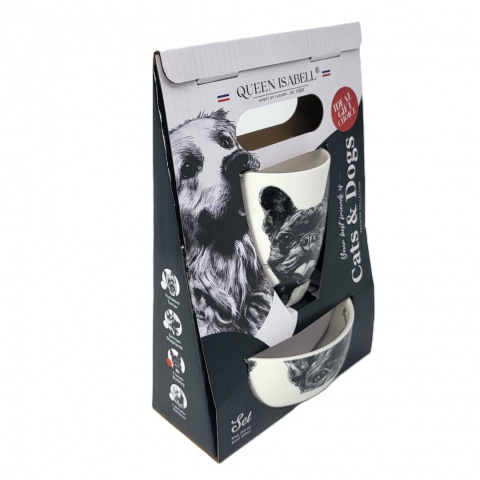 Komplet kubek z miseczką Queen Isabell pies buldog miska