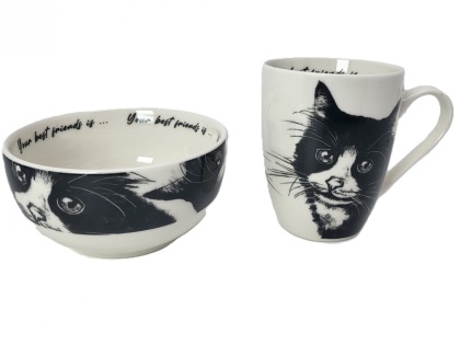 Zestaw kubek z miseczką Queen Isabell kot europejski