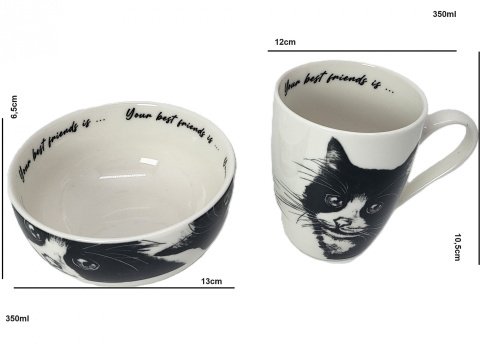 Zestaw kubek z miseczką Queen Isabell kot europejski