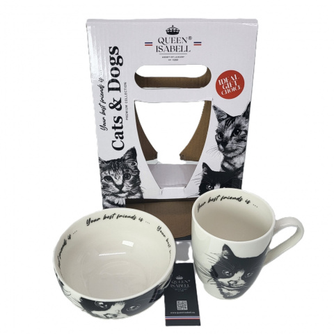 Zestaw kubek z miseczką Queen Isabell kot europejski