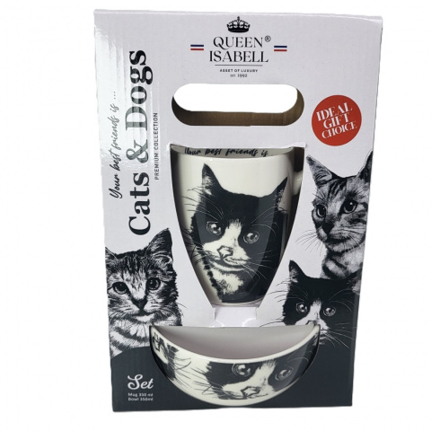 Zestaw kubek z miseczką Queen Isabell kot europejski