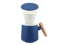 Zestaw kubek z zaparzaczem do herbaty ceramika niebieski