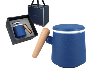 Zestaw kubek z zaparzaczem do herbaty ceramika niebieski