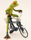 Ozdobna figurka na szafkę żaba na rowerze rowerzysta