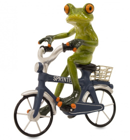 Ozdobna figurka na szafkę żaba na rowerze rowerzysta