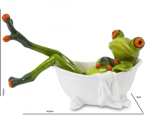 Ozdobna figurka do łazienki żaba w wannie na szafkę