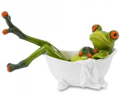 Ozdobna figurka do łazienki żaba w wannie na szafkę