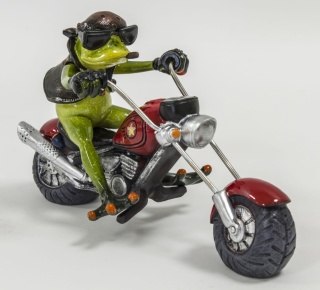 Figurka na szafkę żaba na motocyklu chopper dekoracja