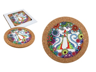 Podkładka korkowa podstawka ceramiczna pod garnek koty