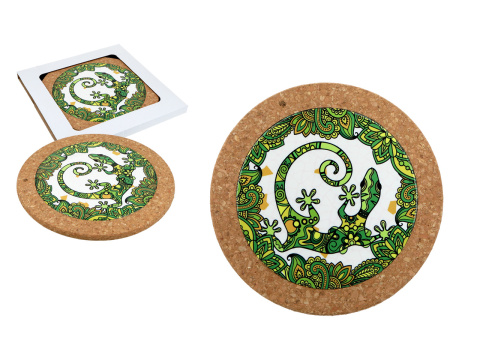 Podkładka korkowa podstawka ceramiczna pod garnek jaszczurka