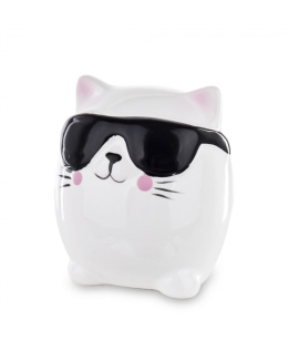 Skarbonka ceramika na prezent kot w okularach dla dziecka
