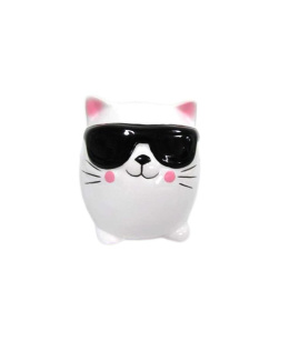 Skarbonka ceramika na prezent kot w okularach dla dziecka