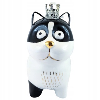 Skarbonka ceramika na prezent kot w koronie na napiwki