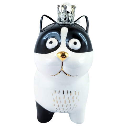 Skarbonka ceramika na prezent kot w koronie na napiwki