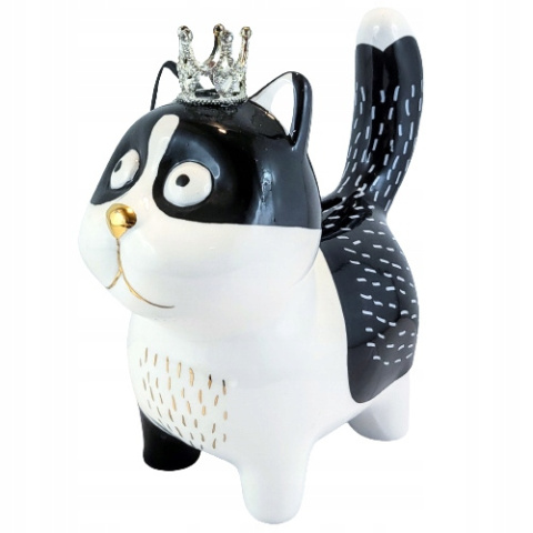 Skarbonka ceramika na prezent kot w koronie na napiwki