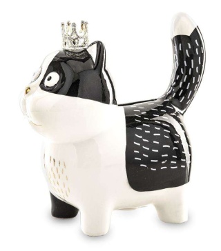 Skarbonka ceramika na prezent kot w koronie na napiwki