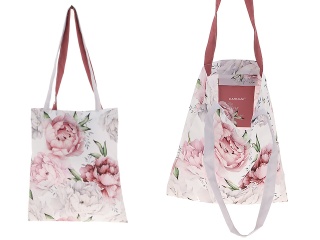 Torba na ramię do sklepu siatka płócienna kwiaty carmani