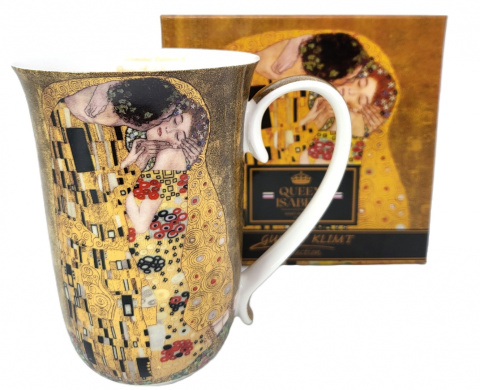 Wysoki kubek w pudełku The Kiss porcelana na urodziny Klimt