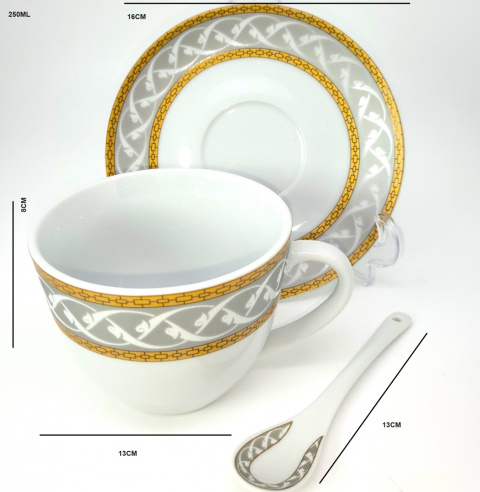 Komplet 2 filiżanki Queen Isabell łyżeczki złoto prezent