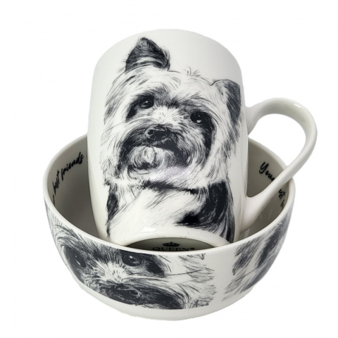 Komplet kubek z miseczką Queen Isabell pies york miska