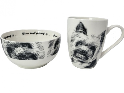 Komplet kubek z miseczką Queen Isabell pies york miska