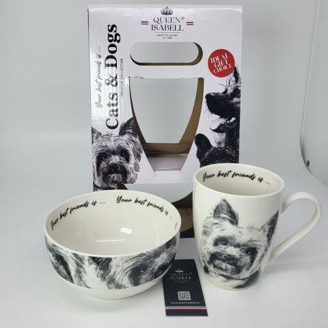 Komplet kubek z miseczką Queen Isabell pies york miska