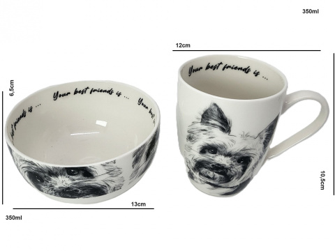 Komplet kubek z miseczką Queen Isabell pies york miska
