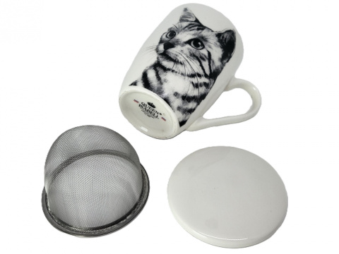 Komplet kubek sitko do herbaty Queen Isabell kot sokoke