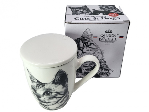 Komplet kubek sitko do herbaty Queen Isabell kot sokoke