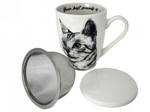 Komplet kubek sitko do herbaty Queen Isabell kot sokoke