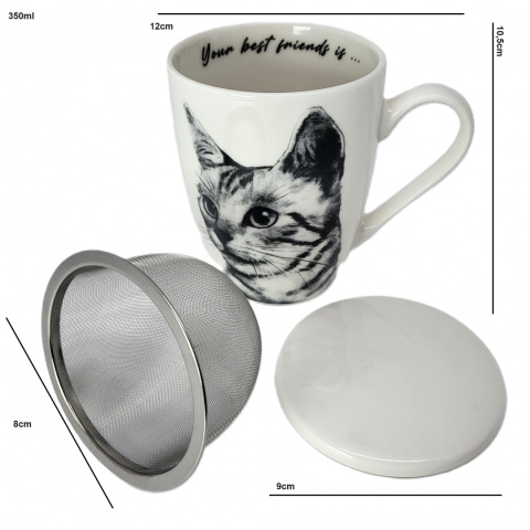 Komplet kubek sitko do herbaty Queen Isabell kot sokoke