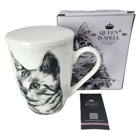 Komplet kubek sitko do herbaty Queen Isabell kot sokoke