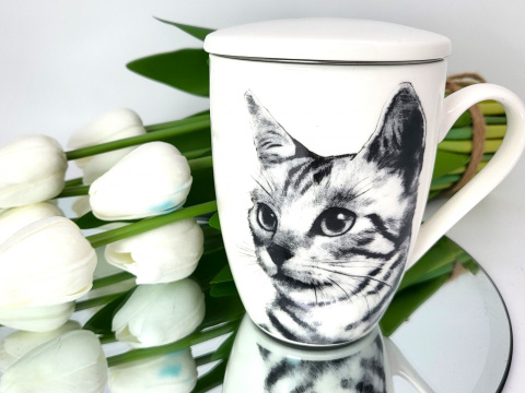 Komplet kubek sitko do herbaty Queen Isabell kot sokoke