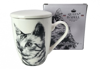 Komplet kubek sitko do herbaty Queen Isabell kot sokoke