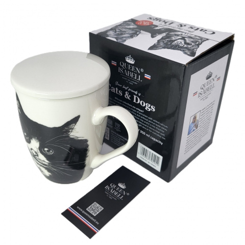 Zestaw kubek sitko do ziół Queen Isabell kot europejski