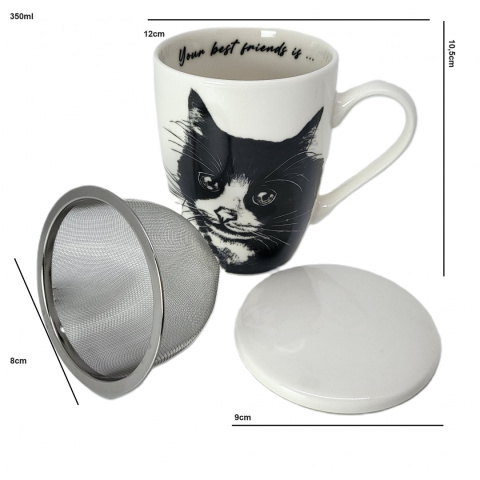 Zestaw kubek sitko do ziół Queen Isabell kot europejski