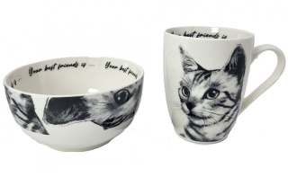 Komplet kubek z miseczką Queen Isabell kot sokoke miska