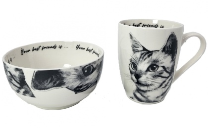 Komplet kubek z miseczką Queen Isabell kot sokoke miska