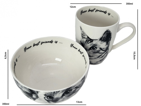 Komplet kubek z miseczką Queen Isabell kot sokoke miska