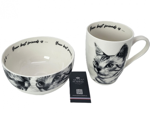Komplet kubek z miseczką Queen Isabell kot sokoke miska