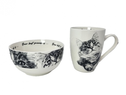 Zestaw kubek z miseczką Queen Isabell kot syberyjski