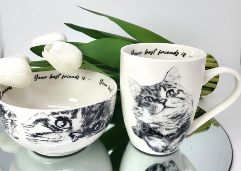Zestaw kubek z miseczką Queen Isabell kot syberyjski