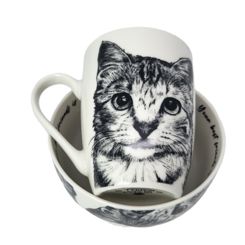 Zestaw kubek miseczka Queen Isabell kot amerykański prezent