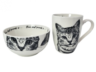 Zestaw kubek miseczka Queen Isabell kot amerykański prezent