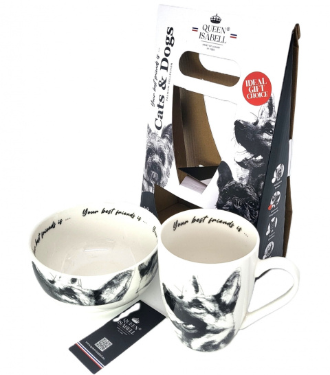 Zestaw kubek miseczka Queen Isabell pies owczarek miska