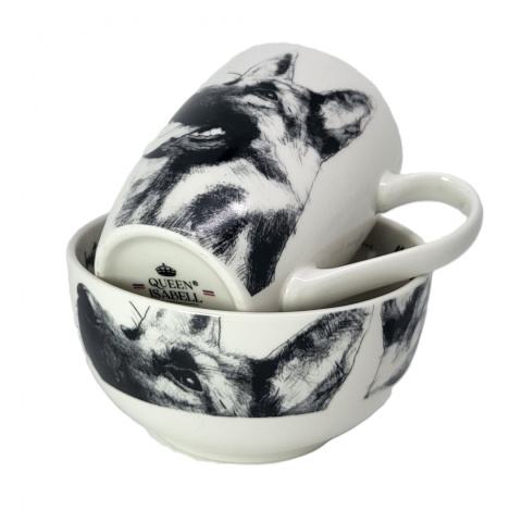 Zestaw kubek miseczka Queen Isabell pies owczarek miska